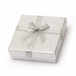 Stylish Cardboard Jewelry Gift Box / 90x90 mm / Silver