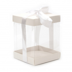 Cutie cadou pliabilă din PVC și carton 130x100 mm alb
