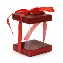 Кутия за подаръци PVC и картон сгъваема 130x100 мм червена