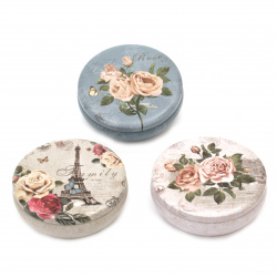 Set of Round Metal Boxes with Vintage Design, 3 pieces - 13.5 cm, 11 cm and 9 cm, ASSORTED