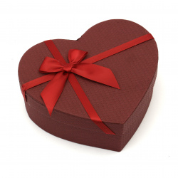 Cardboard Heart-shaped Gift Box, 160x190x70 mm, Burgundy