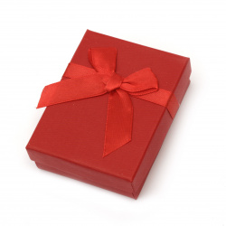 Jewelry Gift Box with Satin Ribbon, 70x90 mm, Red