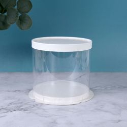 Round Folding Gift Box, PVC and Cardboard, 2-layer  23x23x16 cm round White
