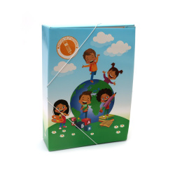 Cardboard Box with Elastic Band for School, 24x32x7.5 cm