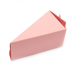 Заготовка за Парче торта картон 12x6.5x6 см розово -1 брой