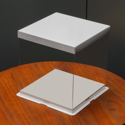 Кутия за подаръци PVC и картон двуслойна сгъваема 26x26x32 см бяла