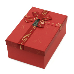 Кутия за подарък с панделка 19x12x6.5 см цвят червен