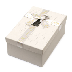 Cardboard Box with Ribbon for Gift Packaging / 210x140x80 mm / Gray