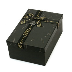 Кутия за подарък с панделка 19x12x6.5 см цвят черен