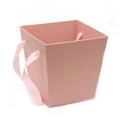 Ambalaj pentru flori geanta carton tip 14,5x11x15 cm culoare roz