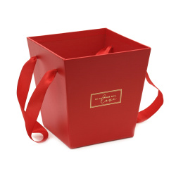 Опаковка за цветя картон тип чанта 14.5x11x15 см цвят червен