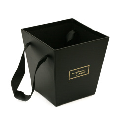 Опаковка за цветя картон тип чанта 14.5x11x15 см цвят черен
