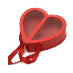 Heart-shaped Cardboard Box for Flower Decoration / 26.5x24.8x8.1 cm / Red