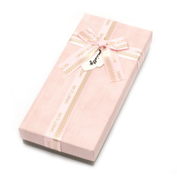 Κουτί δώρου με κορδέλα 24,5x11,5x4 cm χρώμα ροζ