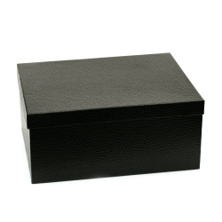 Кутия за подарък 27x19.5x11.5 см имитация кожа цвят черен