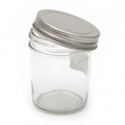 Glass jar conical 62-66x86 mm metal cap color silver 200 ml