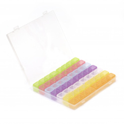 Plastic Bead Organizer: 21x17.5x2.6 cm with 14 separate Boxes: 10x2.1x2.3 cm