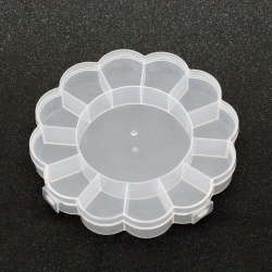 Plastic Flower-shaped Bead Organizer, 15.5x2.5 cm, 13 Compartments