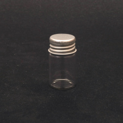 Tiny Glass Jar with Metal Cap /  22x40 mm, 8 ml