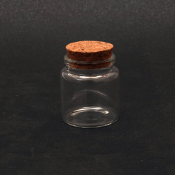 Mini Glass Jar with Cork Stopper /  47x50 mm, 50 ml