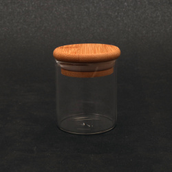 Storage Glass Jar with Cork Lid with Sealant / 53x60 mm, 100 ml