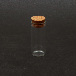 Mini Glass Jar with Cork Stopper /  22x50 mm, 10 ml