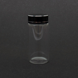 Glass Jar with Black Metal Lid with Sealant / 37x60 mm, 40 ml