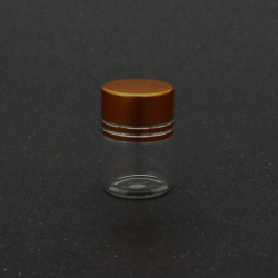 Borcan sticla 22x30 mm capac metal auriu cu sigilant 5ml