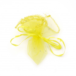 Organza Jewelry Gift Bag 26 cm yellow with pattern