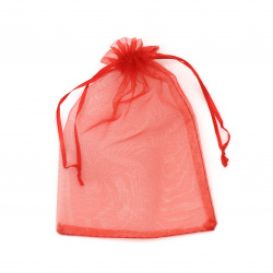 Organza Gift Bag with Drawstring / 20x30 cm / Red