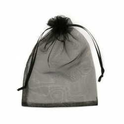 Organza Gift Bag with Drawstring / 20x30 cm / Black