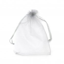 Organza Gift Bag with Drawstring /  10x15 cm / Gray