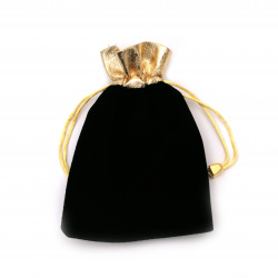 Velvet Jewelry Bag / 12x16 cm /  Black with Gold