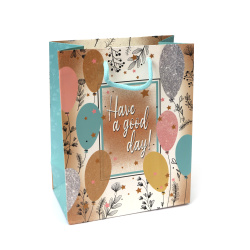 Pungă cadou din carton 18x23x10 cm cu inscripția „O zi bună”