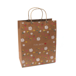 Pungă cadou din carton kraft 26x32x13,5 cm cu imprimeu floral Floral tandrețe