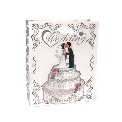 Pungă de carton cadou 26x32x10 cm Tort de nuntă 3D