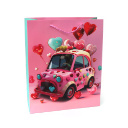 Pungă de cadou din carton 26x32x10 cm Iubire retro 3D