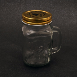 Бурканче чаша стъкло 105x133 мм метална капачка цвят злато 480 мл