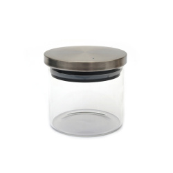 Glass Jar With Metal And Plastic Stopper With Seal 95x80 Mm Inox Color