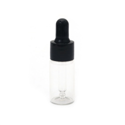 Glass Bottle 22x50 Mm With Dropper, Black Plastic Cap