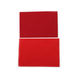 Envelope and Card Set 11x7.5 cm, Red - 10 pieces