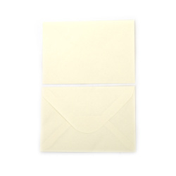 Envelope and Card Set 16x11 cm,  Ecru - 10 pieces