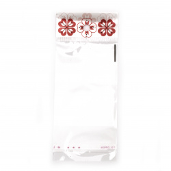 Cellophane Bag, 7/10+3 cm, with Adhesive Flap, Stand-up Pouch, Clover Design - 100 pieces