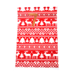 Plic de Crăciun din material PE 29x42 cm cu panglică de satin, alb și roșu cu căprioare