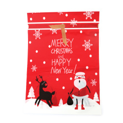 Plic de Crăciun din material PE 29x42 cm cu panglică de satin, culoare roșie Crăciun fericit și un An Nou fericit