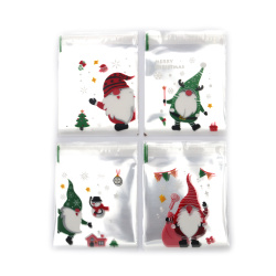 MIX Cellophane Bags 10x13 cm, 4 Cute Christmas Gnome Designs with Adhesive Seal – Set of 100