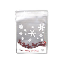 Transparent Cellophane Bags 10x13 cm with Santa & Reindeer Design – Set of 100