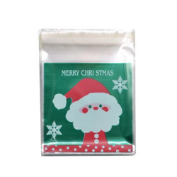 Transparent Cellophane Bags 10x13 cm with Green Back & Santa Claus Design – Set of 100