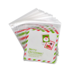 Transparent Cellophane Bags “Christmas Letter” – 10×13 cm, White Back, Adhesive Seal, 100 pcs – Perfect for Holiday Cookies, Gifts, and Seasonal Packaging
