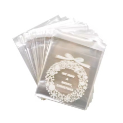 Festive Transparent Cellophane Bags “Christmas Wreath” – 10×13 cm, Adhesive Seal, 100 pcs – Perfect for Holiday Gifts, Cookies, and Seasonal Packaging